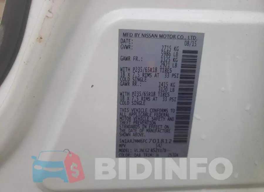 5N1AR2MM6FC701812 Photo# 14