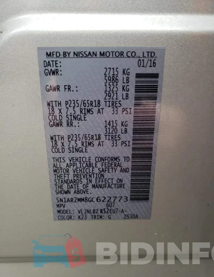 5N1AR2MM8GC622773 Photo# 14