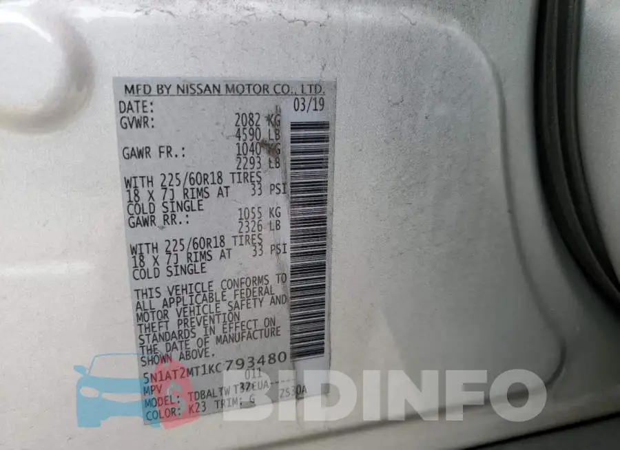 5N1AT2MT1KC793480 Photo# 13
