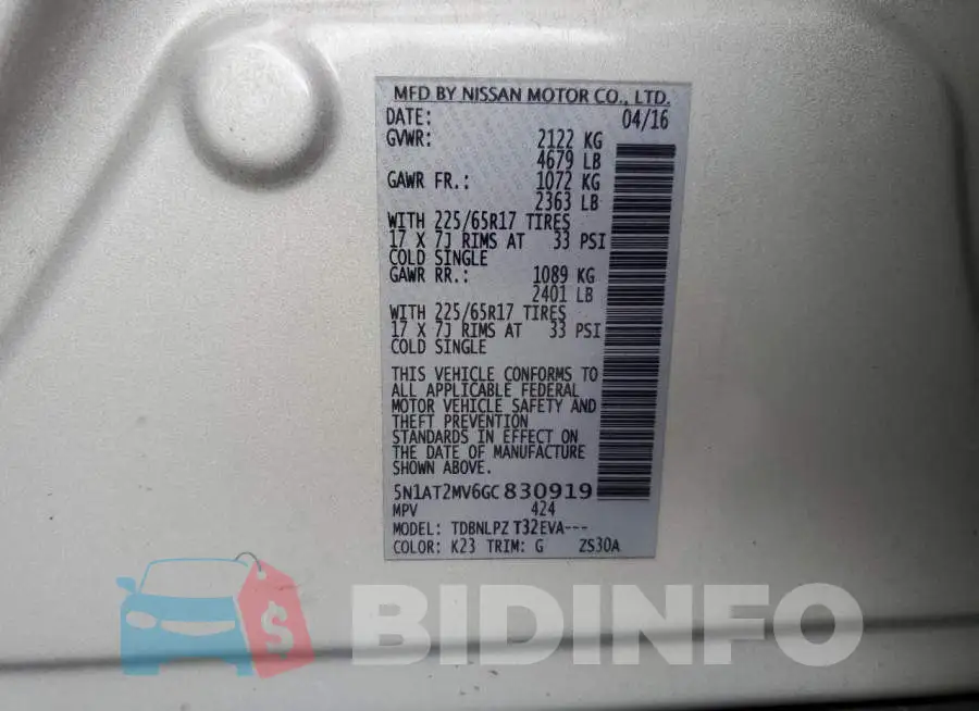 5N1AT2MV6GC830919 Photo# 14