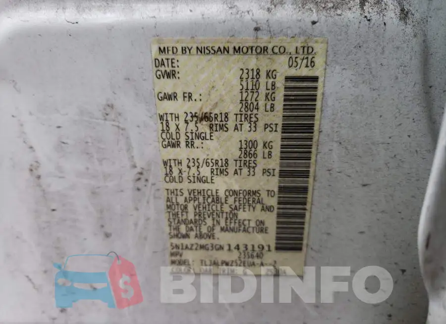 5N1AZ2MG3GN143191 Photo# 14