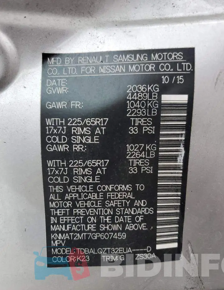 KNMAT2MT7GP607459 Photo# 13