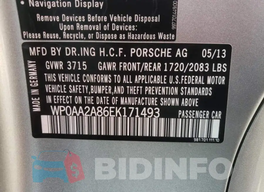 WP0AA2A86EK171493 Photo# 12