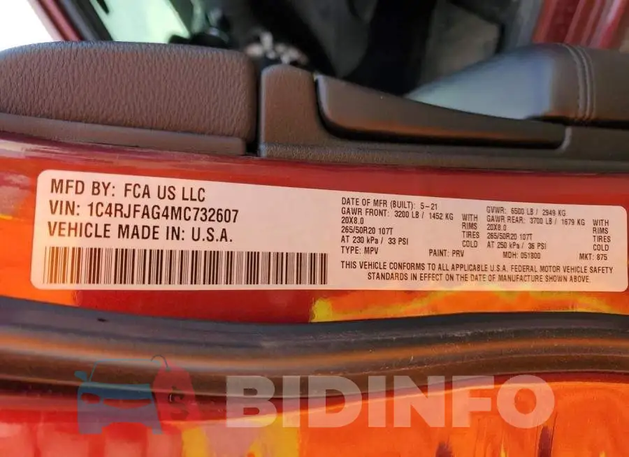 1C4RJFAG4MC732607 Photo# 13