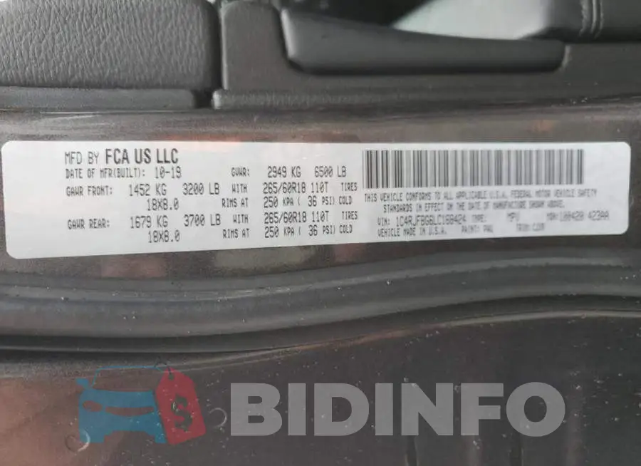1C4RJFBG6LC168424 Photo# 13