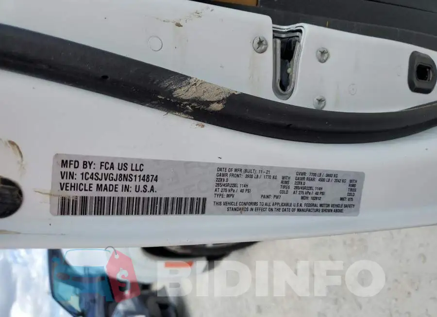 1C4SJVGJ8NS114874 Photo# 10