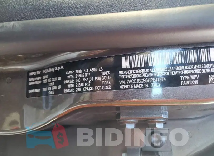 ZACCJBCB5HPE41874 Photo# 12