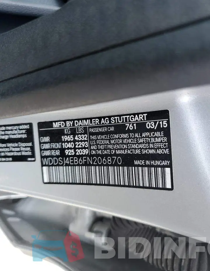 WDDSJ4EB6FN206870 Photo# 13