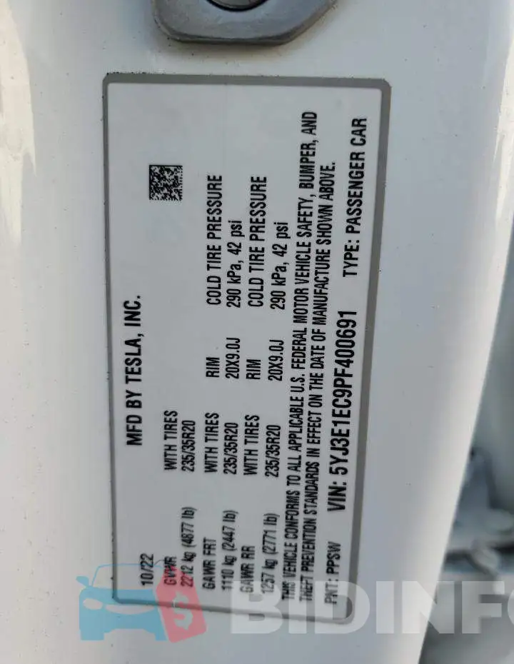 5YJ3E1EC9PF400691 Photo# 12