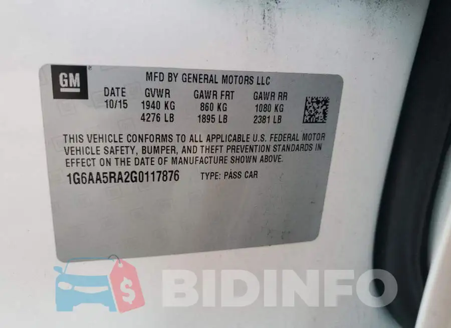 1G6AA5RA2G0117876 Photo# 12
