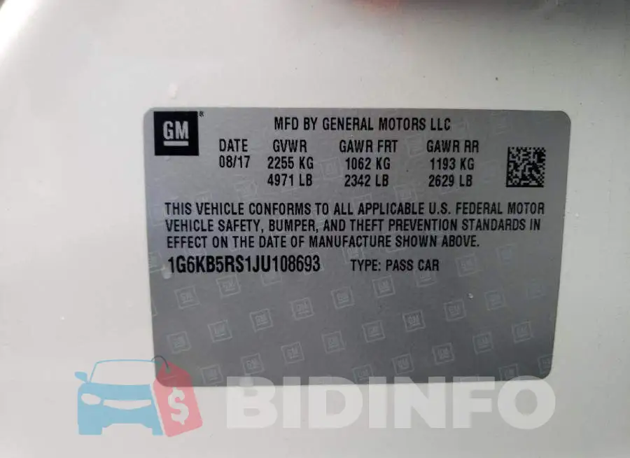 1G6KB5RS1JU108693 Photo# 12