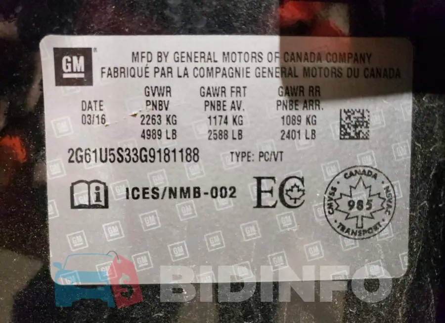 2G61U5S33G9181188 Photo# 13