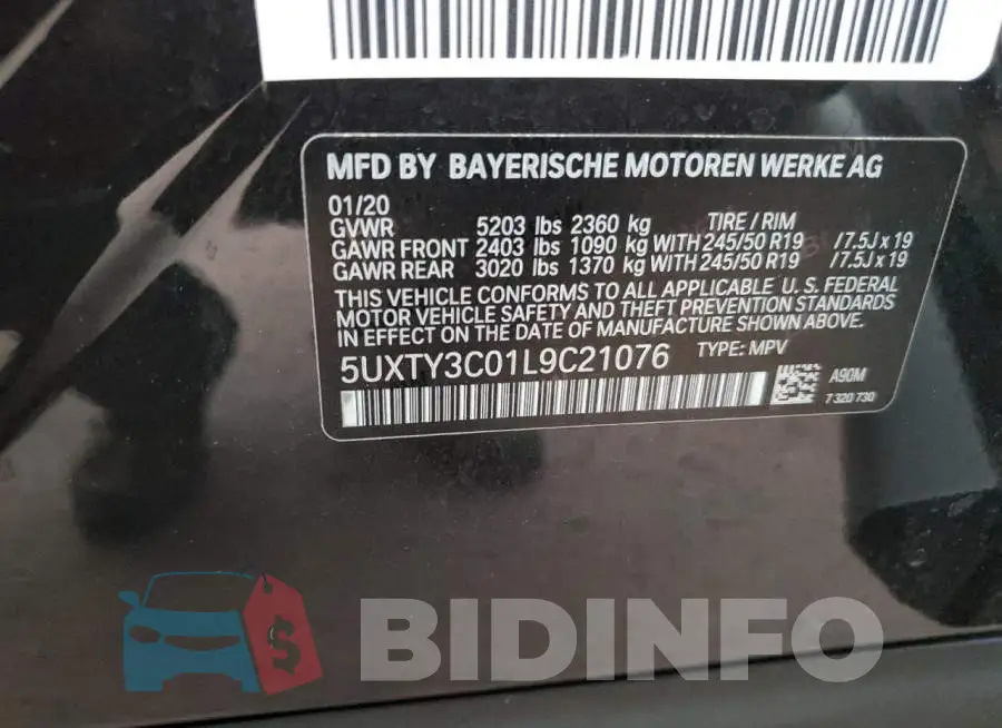 5UXTY3C01L9C21076 Photo# 10