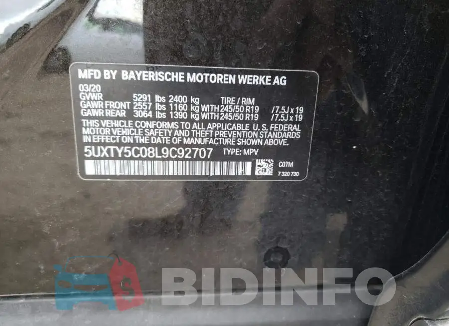5UXTY5C08L9C92707 Photo# 12
