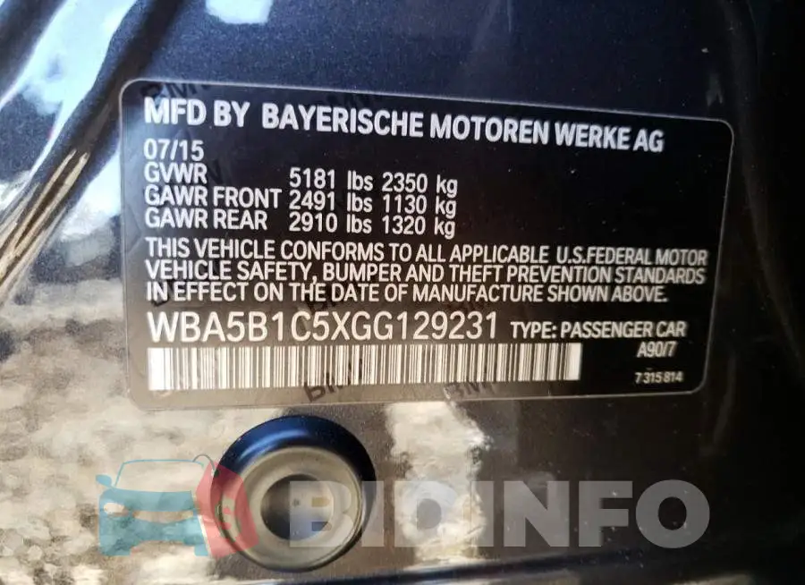 WBA5B1C5XGG129231 Photo# 12