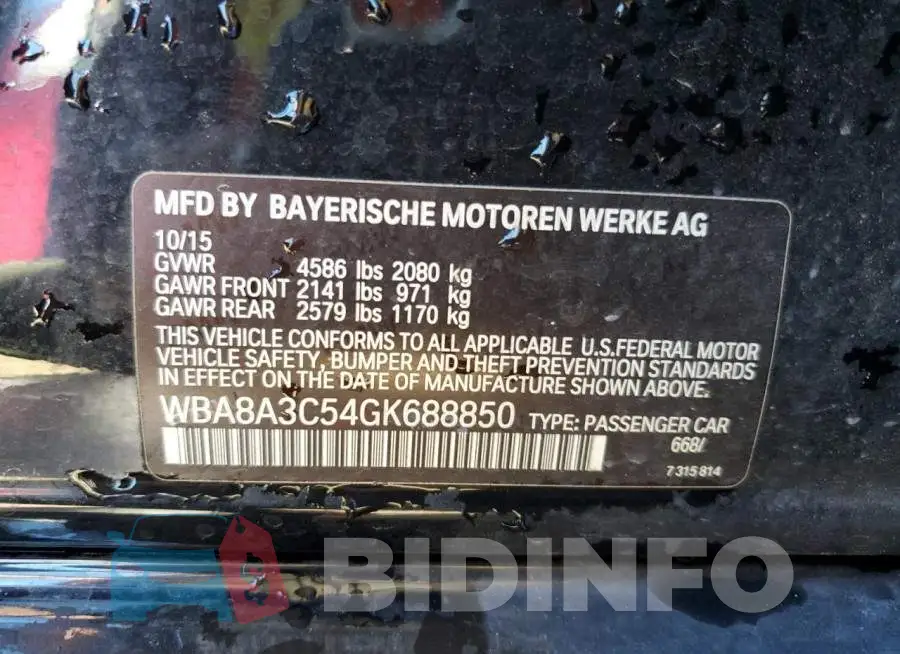 WBA8A3C54GK688850 Photo# 12
