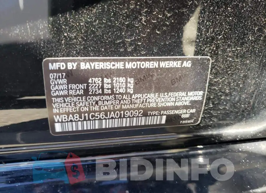 WBA8J1C56JA019092 Photo# 10