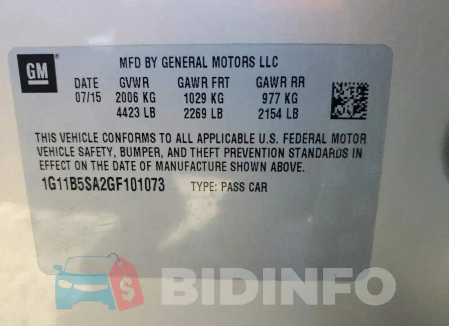 1G11B5SA2GF101073 Photo# 12