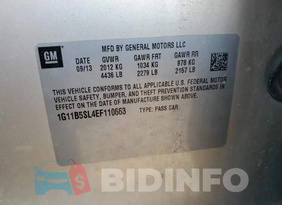 1G11B5SL4EF110663 Photo# 12