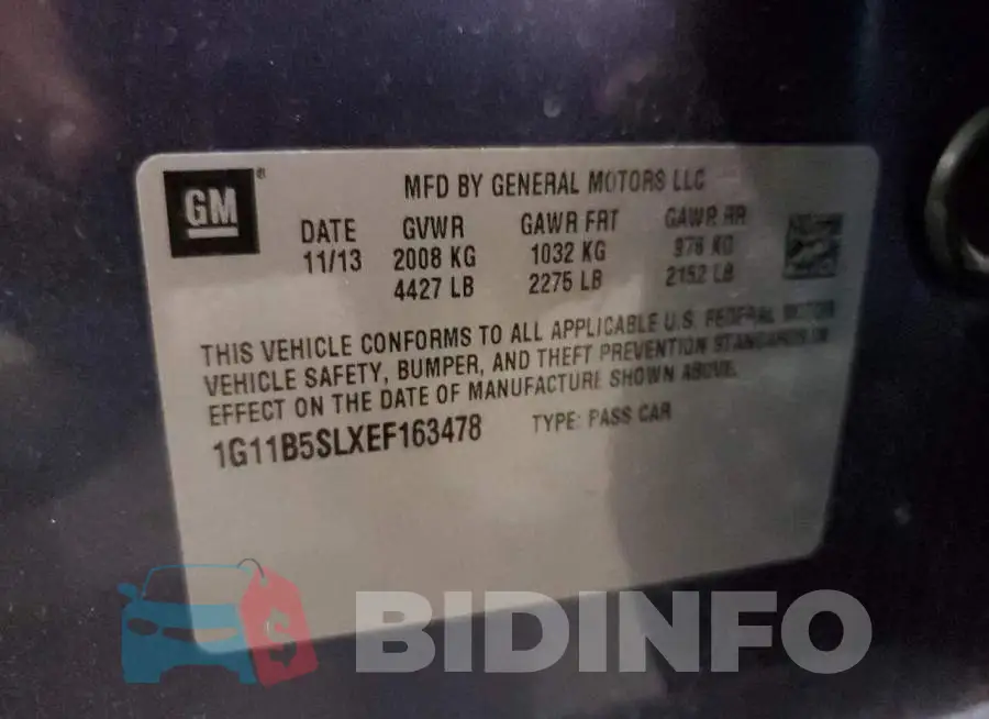 1G11B5SLXEF163478 Photo# 12