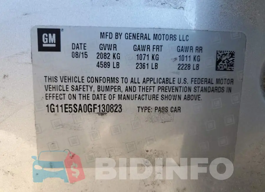 1G11E5SA0GF130823 Photo# 12