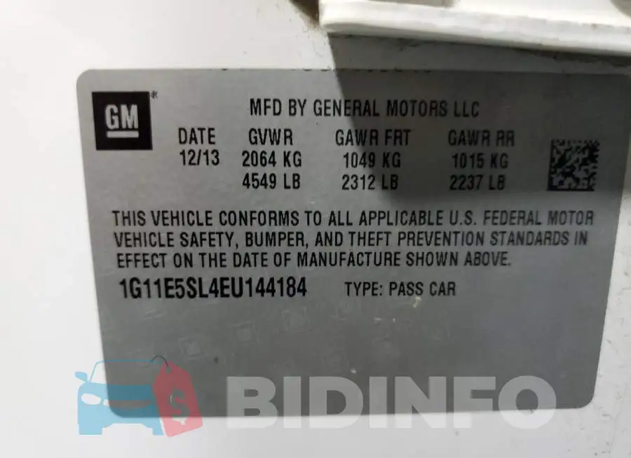 1G11E5SL4EU144184 Photo# 12