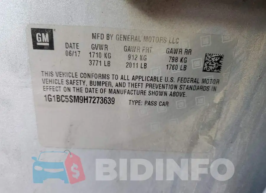 1G1BC5SM9H7273639 Photo# 12