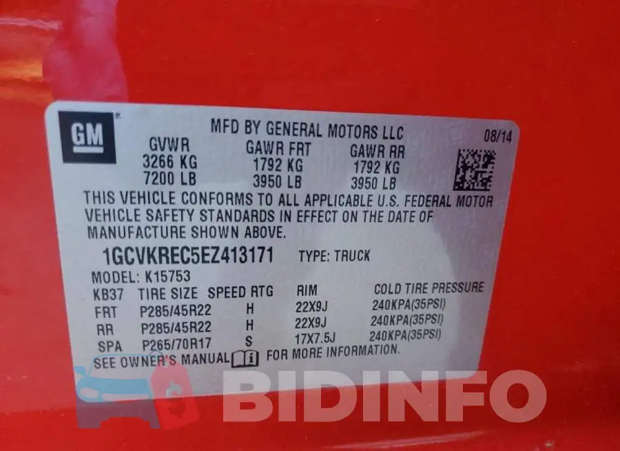 1GCVKREC5EZ413171 Photo# 13