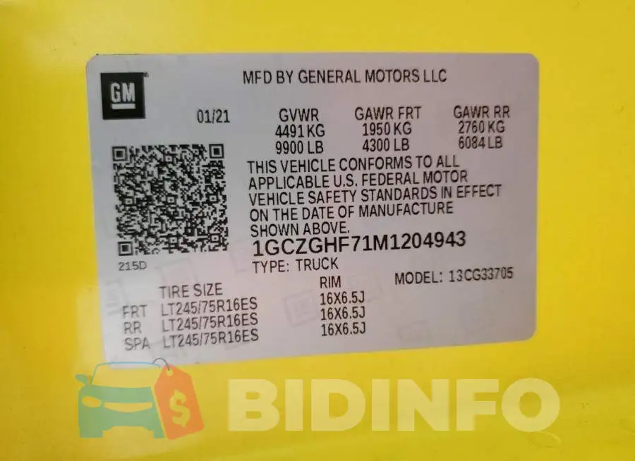 1GCZGHF71M1204943 Photo# 10
