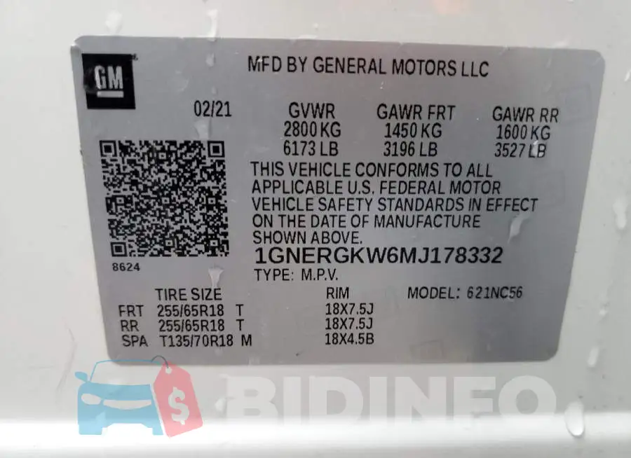 1GNERGKW6MJ178332 Photo# 13