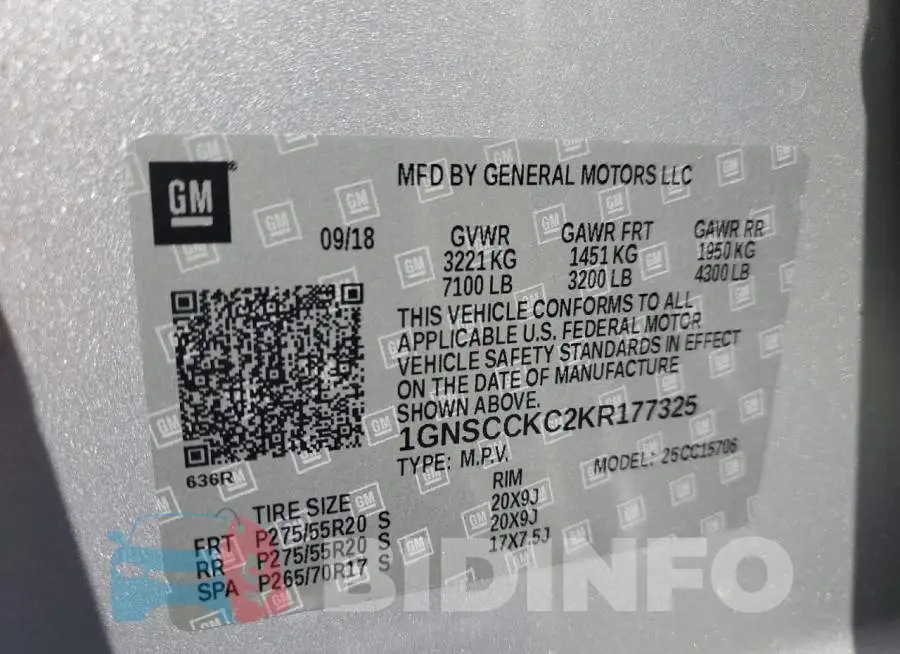 1GNSCCKC2KR177325 Photo# 10