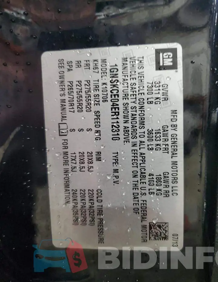 1GNSKCE04ER112310 Photo# 10
