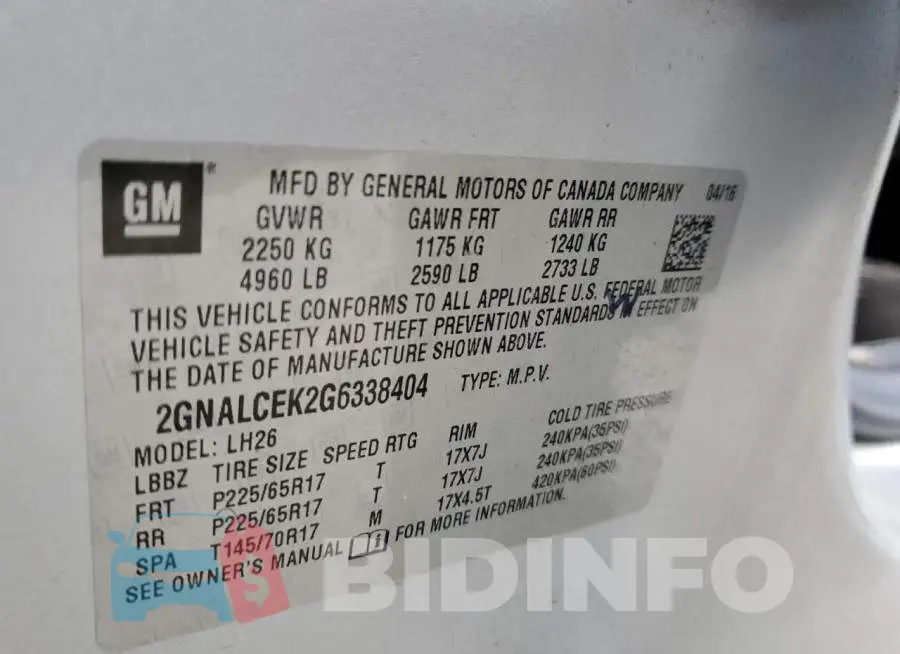 2GNALCEK2G6338404 Photo# 13