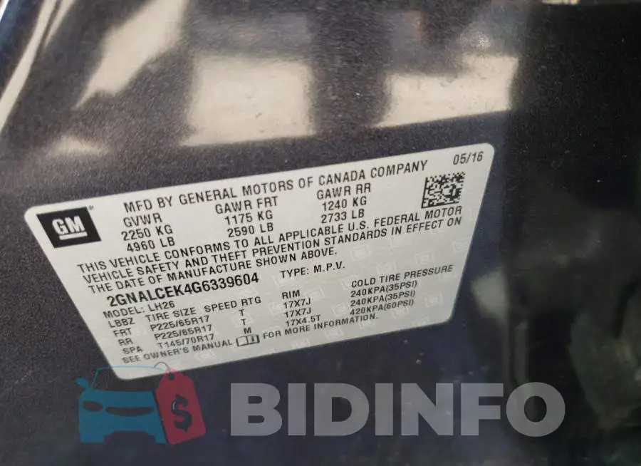 2GNALCEK4G6339604 Photo# 14