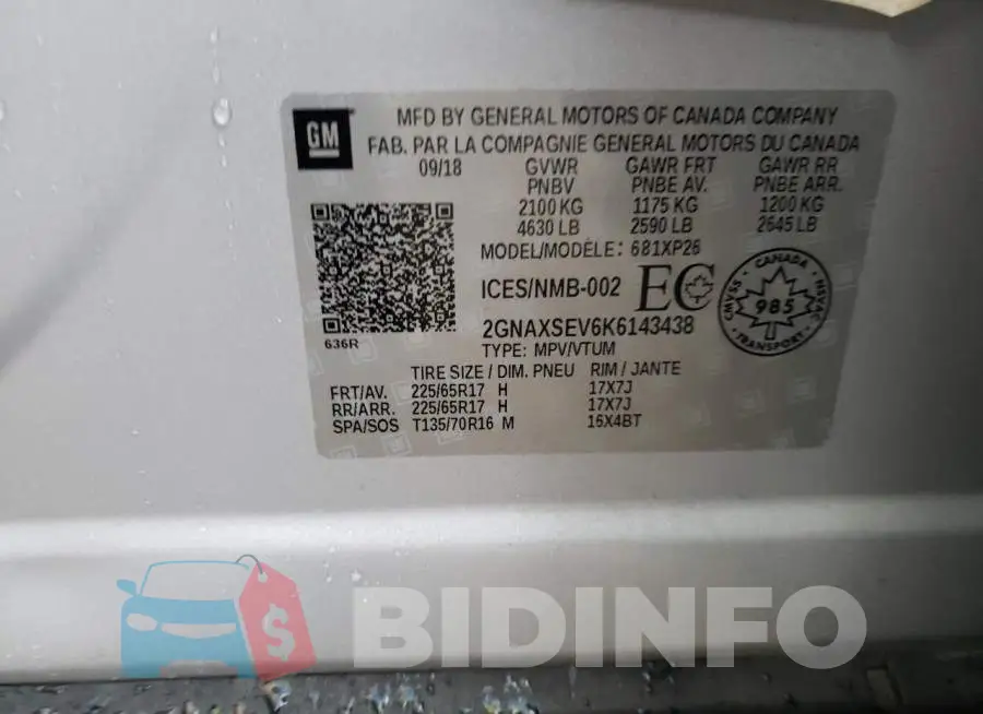 2GNAXSEV6K6143438 Photo# 10