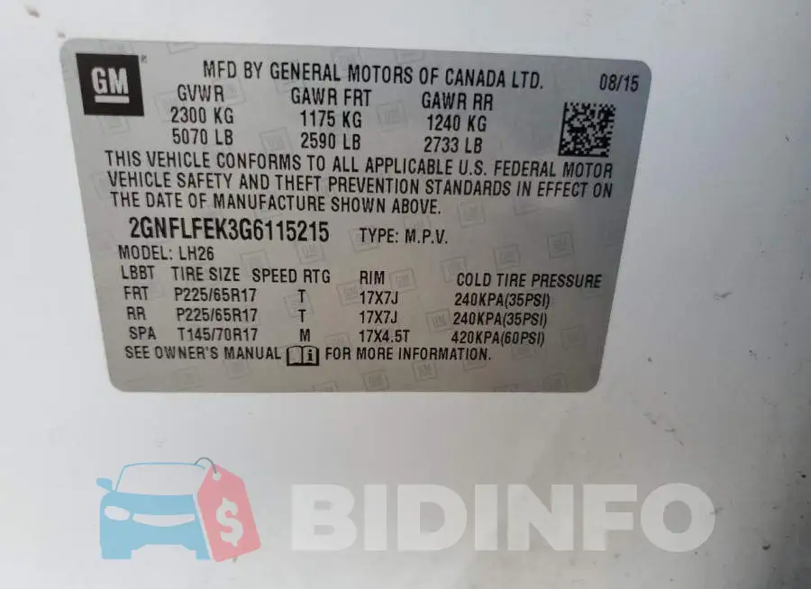 2GNFLFEK3G6115215 Photo# 13
