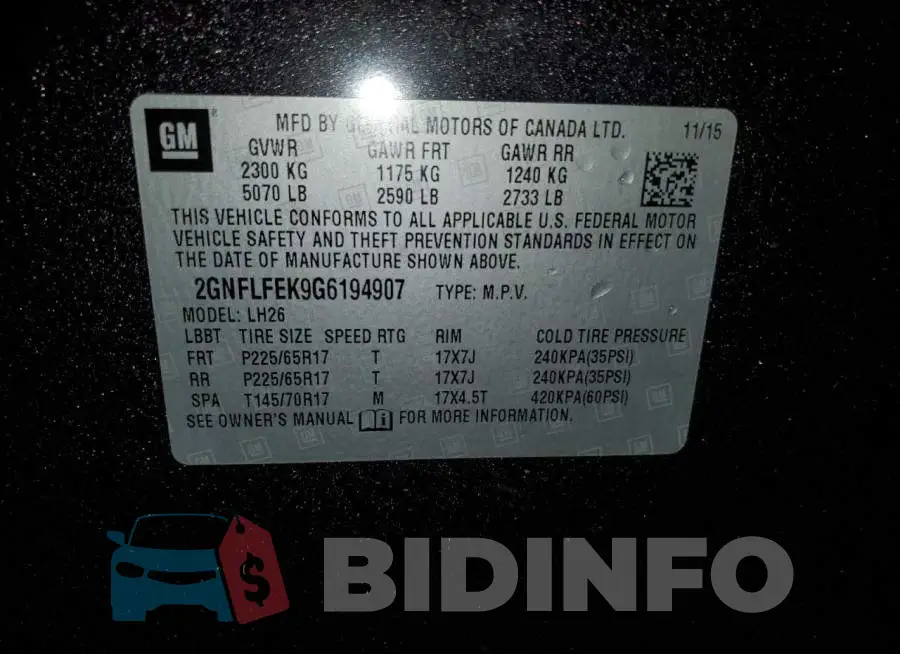 2GNFLFEK9G6194907 Photo# 13