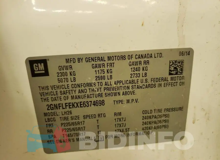 2GNFLFEKXE6374698 Photo# 13