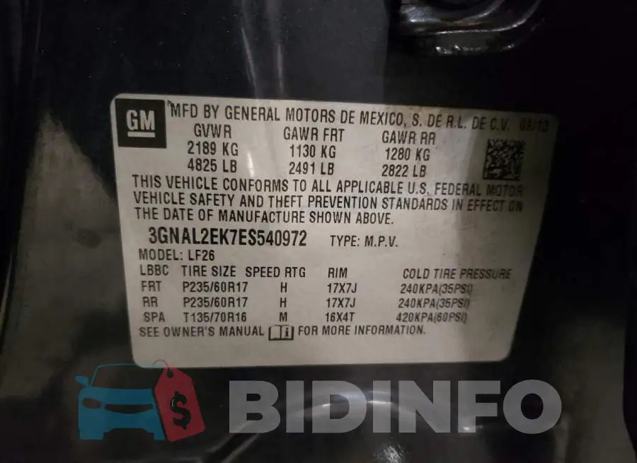 3GNAL2EK7ES540972 Photo# 12
