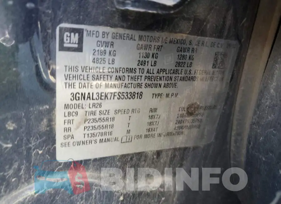 3GNAL3EK7FS533818 Photo# 13