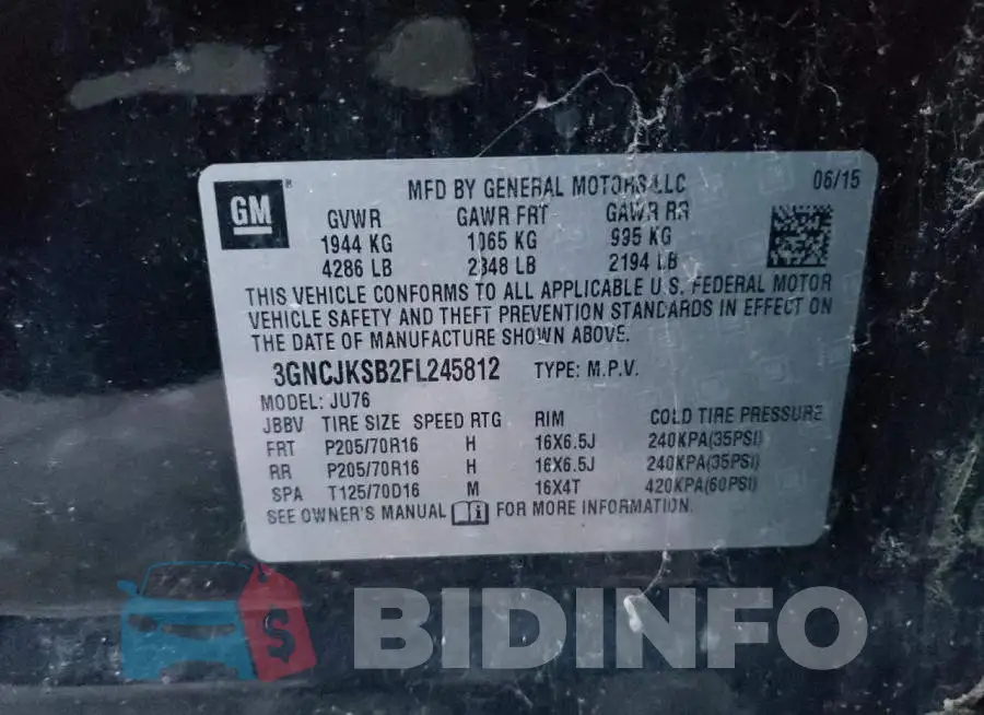 3GNCJKSB2FL245812 Photo# 13