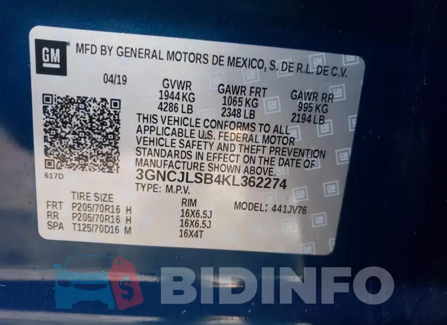 3GNCJLSB4KL362274 Photo# 10