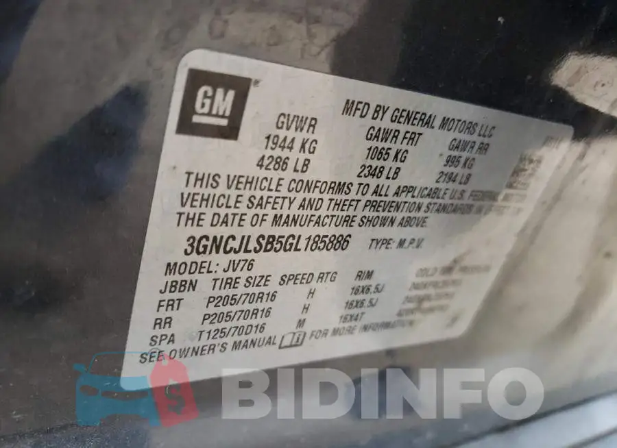 3GNCJLSB5GL185886 Photo# 13