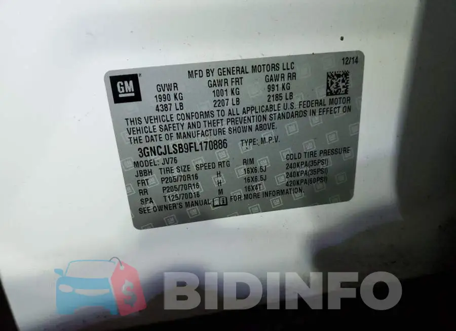 3GNCJLSB9FL170886 Photo# 14