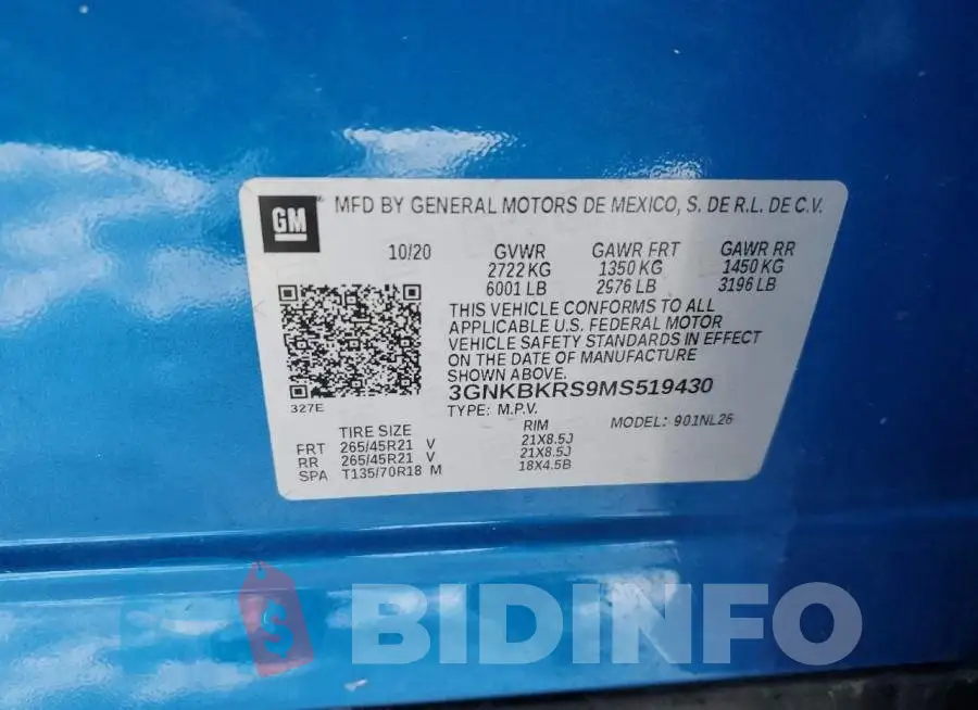 3GNKBKRS9MS519430 Photo# 12