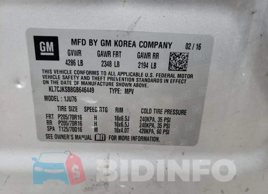 KL7CJKSB8GB646449 Photo# 12