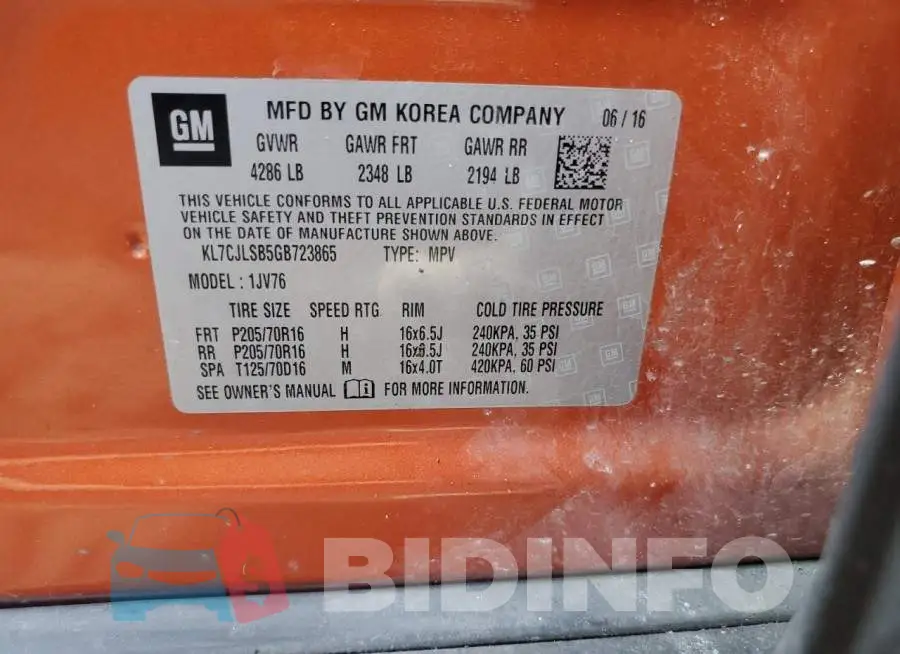KL7CJLSB5GB723865 Photo# 13