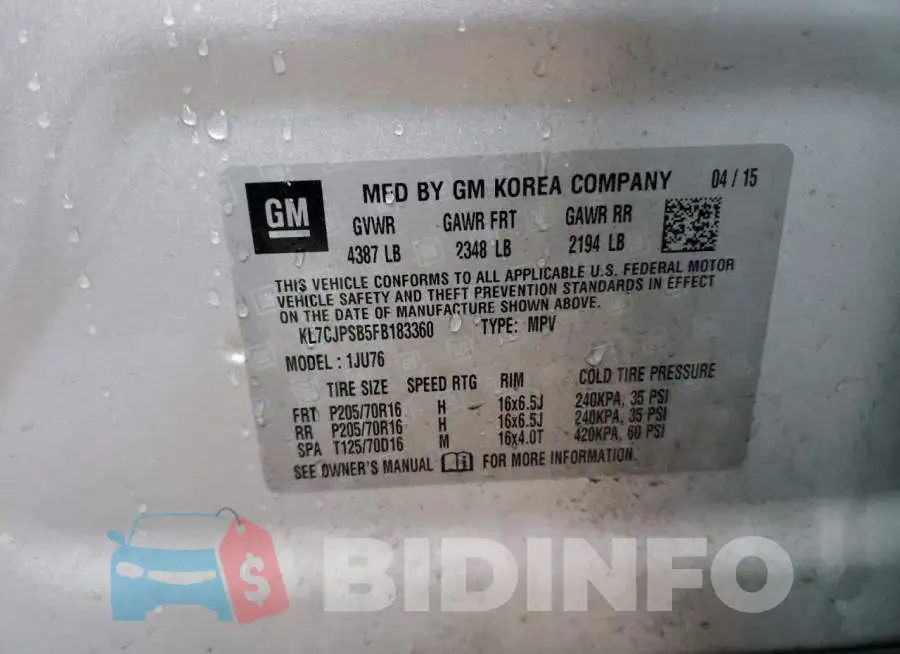 KL7CJPSB5FB183360 Photo# 13