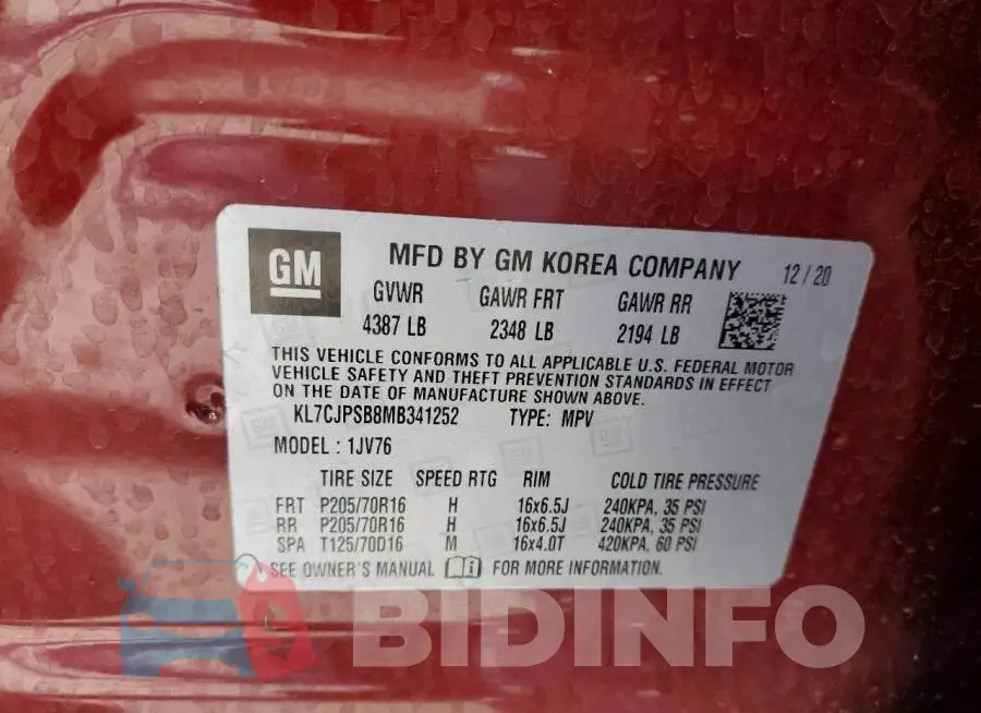 KL7CJPSB8MB341252 Photo# 13