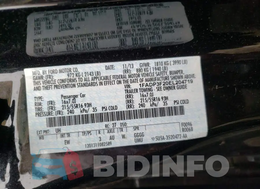1FADP3F20EL204719 Photo# 10